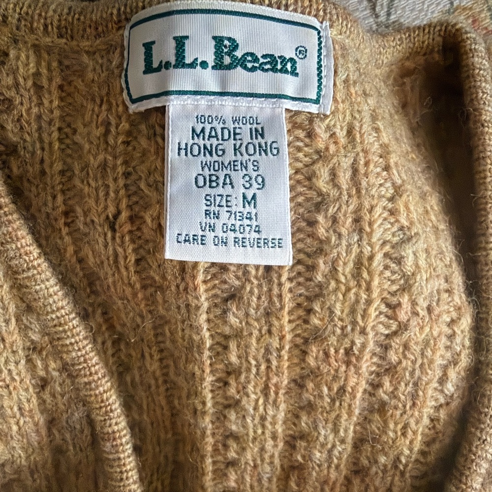 Vintage L.L. Bean Wool Knit Zip Front Cardigan Sz M - Picture 12 of 13